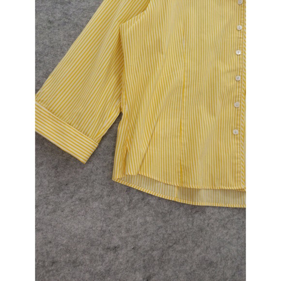 Foxcroft Fitted Button Down Top Wrinkle Free Striped‎ Yellow Blouse Size 18 - Picture 4 of 7